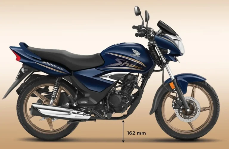 The new Honda Shine 125 Limited Edition in Pearl Siren Blue featuring exclusive Pyrite Brown alloy wheels and premium tank graphics